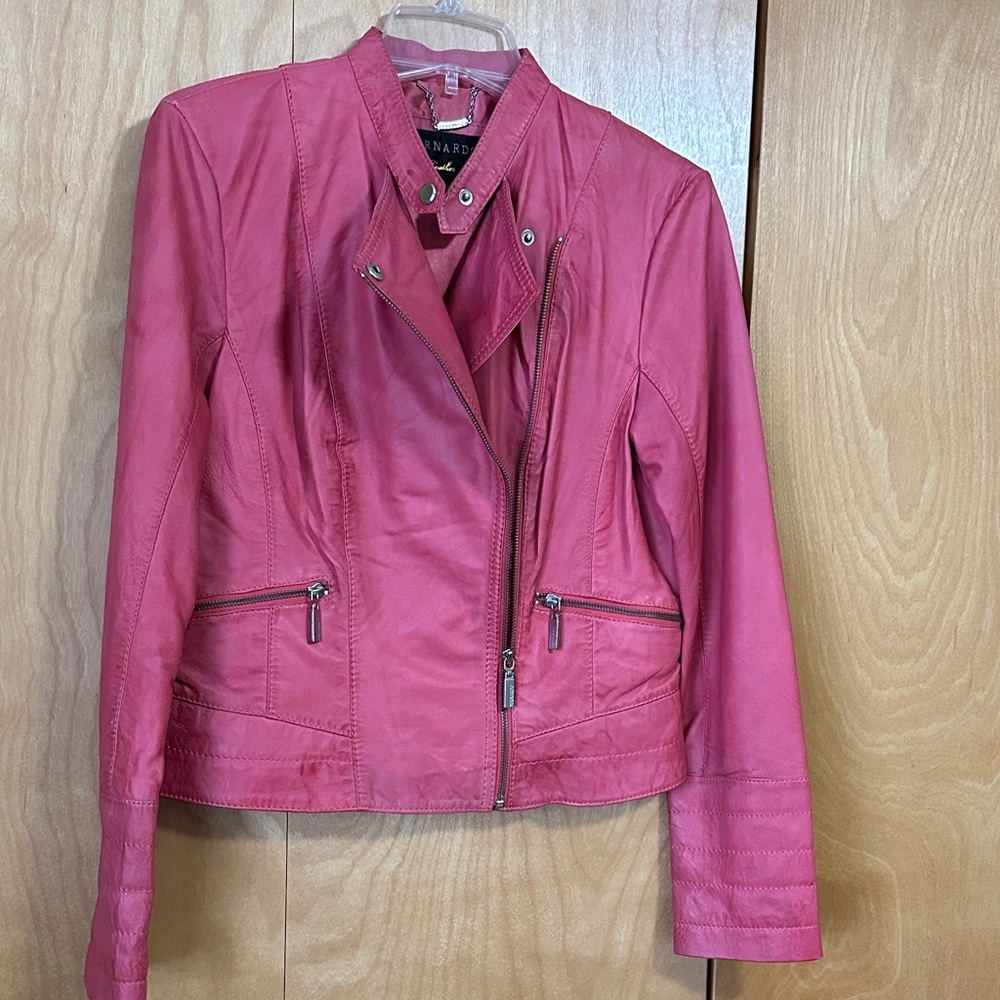 Bernardo Vibrant Pink Leather Jacket